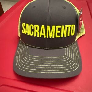 Sacramento Gray And Neon Yellow Mesh Back Baseball Hat new one size